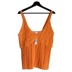 Addition Elle Orange Crochet Open Knit Camisole Summer Top PLUS SIZE 1X 2X NWT